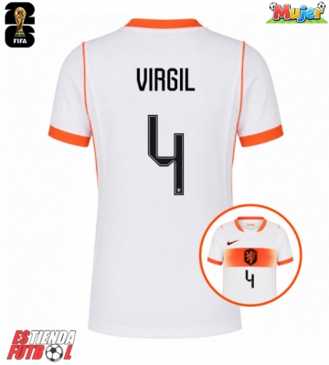 Países Bajos Virgil van Dijk #4 Segunda Equipación Mujer Mundial 2026 Manga Corta